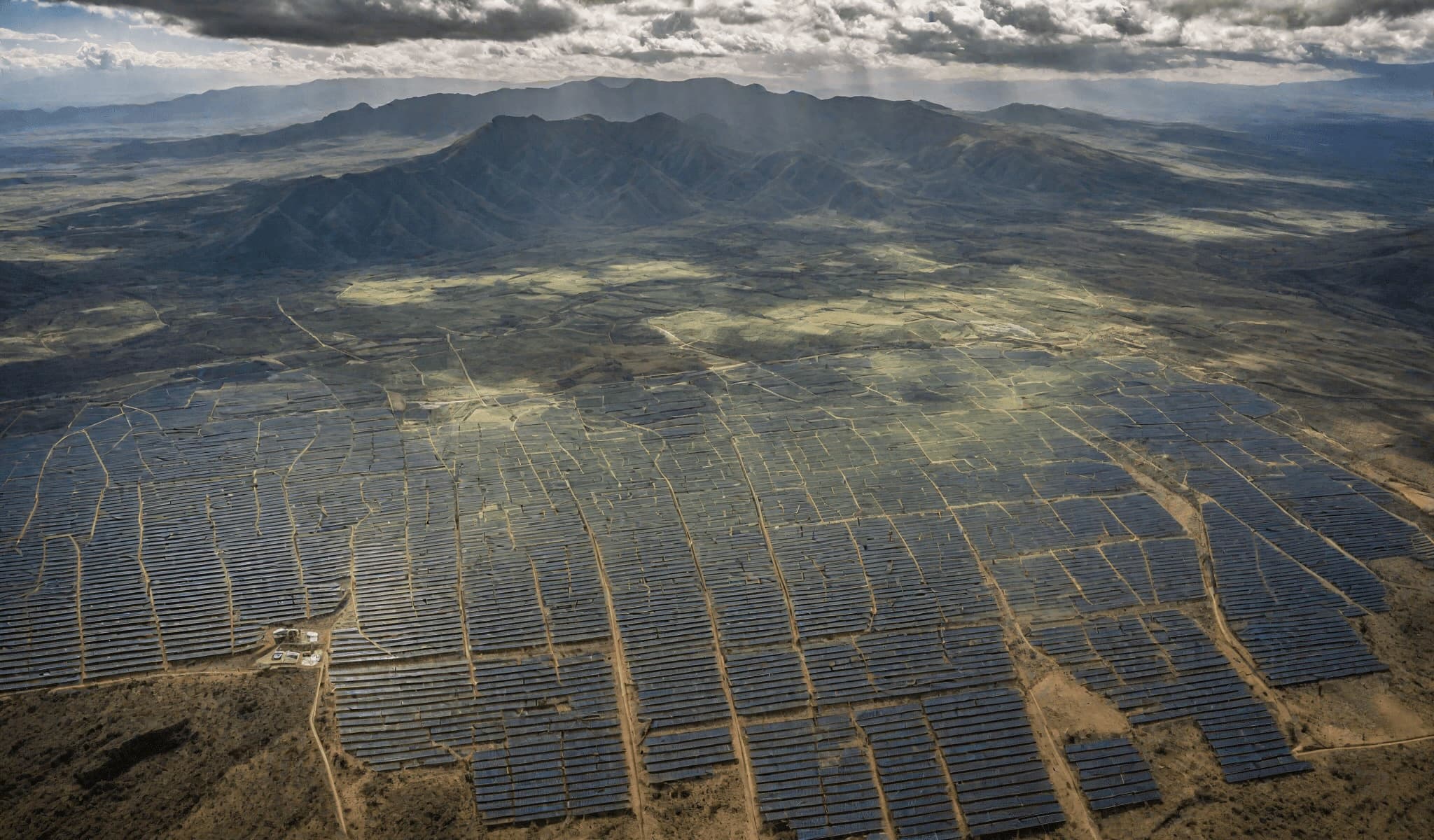 Aerial view of a solar power plant